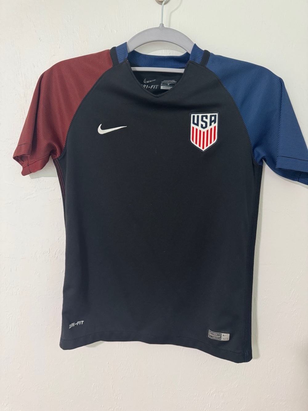 Nike Kids USA Black Jersey with Red and Blue Raglan Sleeves